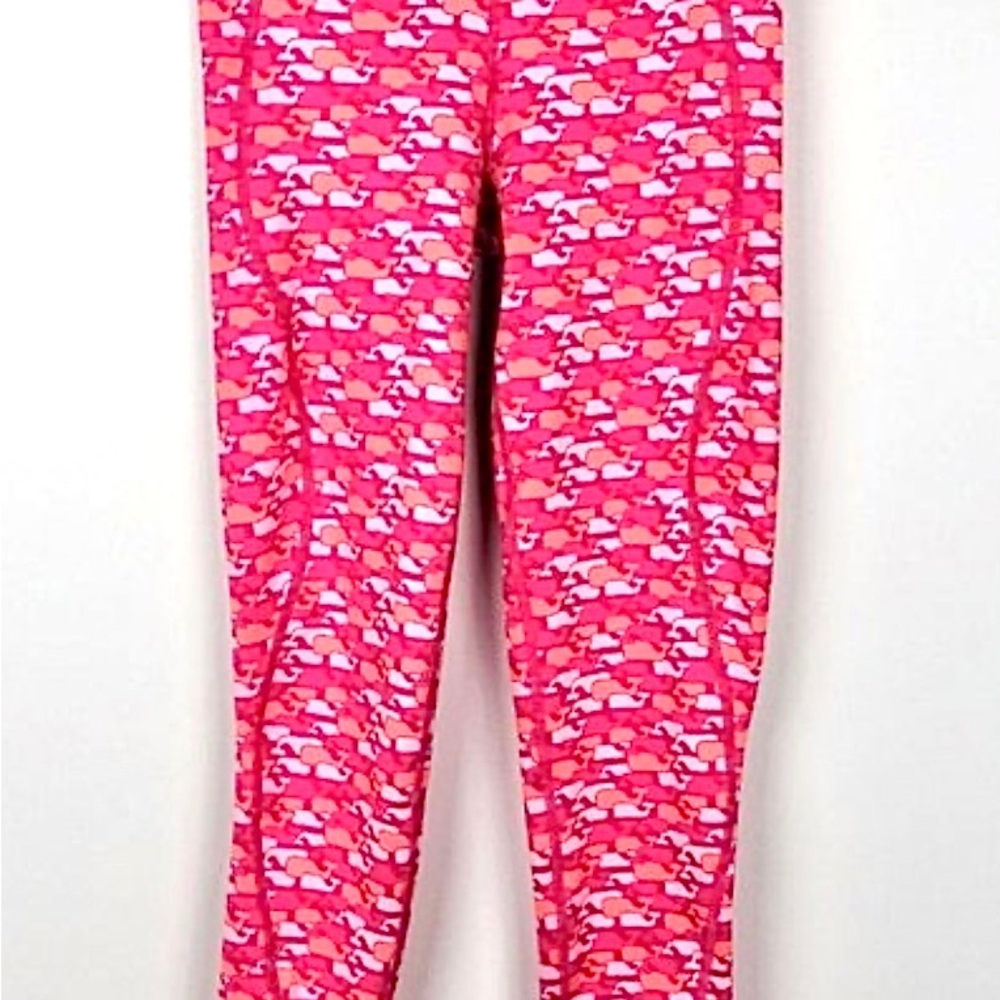 Vineyard Vines Orange Pink Whale Logo Icon Performance Leggings Sz L